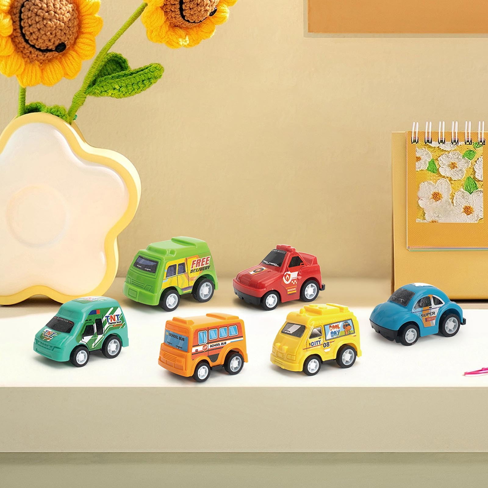 Urban Rebound Car Collection Set - Portable Handbag Toy Vehicles, Colorful Mini Cars, Friction Powered Playtime, Interactive Racing Fun