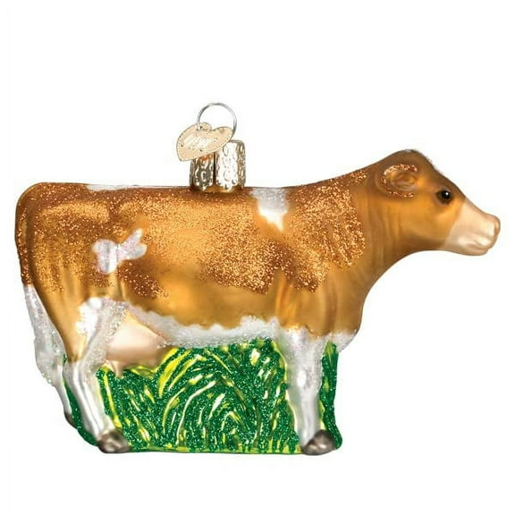Old World Christmas Brown Dairy Cow Glass Blown Ornament for Christmas Tree
