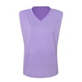 thumbnail image 2 of LEAVINGSUO Womens Tops Going Out Tops 2024 Casual Ladies Fashion Solid Sleeveless V-neck T-Shirt with Shoulder Pad Loose Vest, 2 of 4