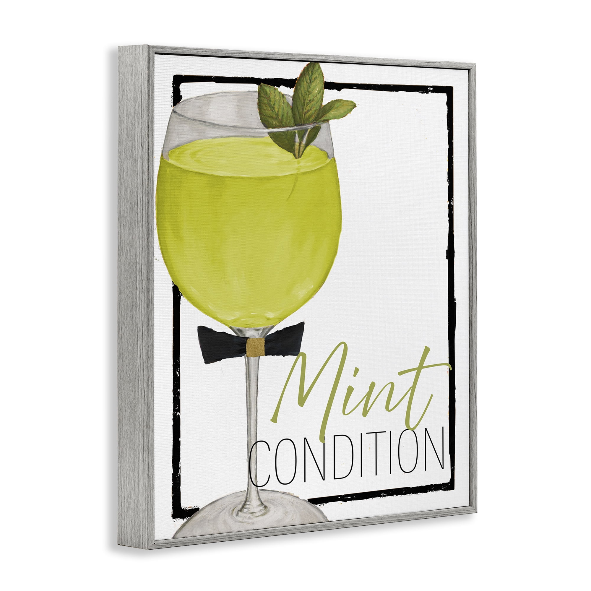 Stupell Industries Mint Condition Cocktail Gray Framed Giclee Art, design by Lorenzo Collective
