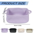 thumbnail image 3 of Woven Cotton Rope Storage Basket With Handles Decorative Rectangle Bin For Organizing Shelves Closet Pet Toys Gift Baskets Empty Box Basket Black 14*10*5 In, 3 of 9