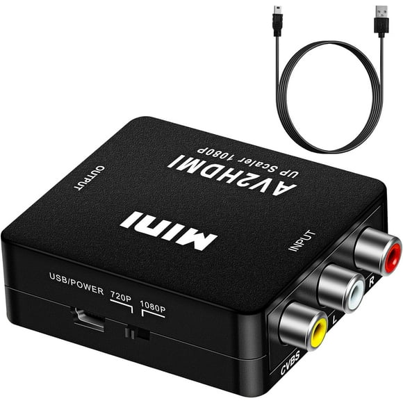 RCA to HDMI Adapter, Mini AV RCA CVBS to HDMI Video Audio Converters, Support 720 1080P for PC Xbox PS3 PS2 TV STB