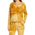 thumbnail image 1 of Socialite Thermal Knit Pullover In Mustard Tie Dye Size XL, 1 of 1