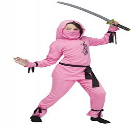 Girls Pink Ninja Kids Child Fancy Dress Party Halloween Costume, S (4-6)