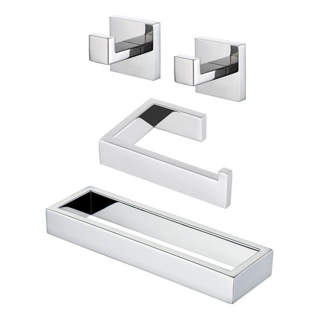 Toalleros de Barra Hardware de baño 4 Juegos de Toallas, Anillo de Toallas de 9 Pulgadas, Estante de Papel higiénico, Gancho de Bata de baño x 2 Acero Inoxidable Pulido de Cromo
