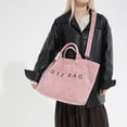 thumbnail image 2 of Uobin Corduroy Tote With Embroidered Letter Design Casual Shoulder Handbag For Daily Use, 2 of 4