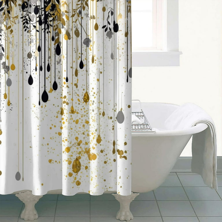 Shower curtains 2024 black and gold