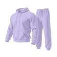 thumbnail image 7 of Zorvxlyn Sweatsuits Men 2 Piece Outfit Fleece Relaxed Fit Hoodie Jogging Sport Pants Set Fall Winter Fuzzy Tracksuit Outfits Jogging Suit Hooded Set Light Purple L, 7 of 7