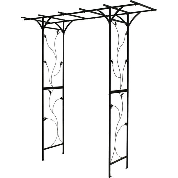 Steel Garden Arch, 7'2" High x 6'6" Wide, Garden Arbor for Various Climbing Plant, Outdoor Garden Lawn Backyard