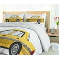 thumbnail image 5 of Ambesonne New York Taxi Duvet Cover Sets, American Style Cab, 2-Queen, White and Mustard, 5 of 7
