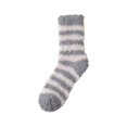 thumbnail image 2 of Womens Fuzzy Crew Socks Fluffy Striped Warm Cozy Winter Socks Soft Plush Thick Casual Lounge Socks (Dark Gray), 2 of 4