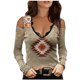 thumbnail image 2 of Pntutb Mujeres Casual Impreso Sexy Manga Larga Sin Tirantes Cuello En V Jersey de Hombro Blusa Camiseta tops Pntutb Pntutb-1461, 2 of 5