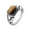 Brown, variant on Unisex Stainless Steel Vintage Personality Punk Stackable Oval Cut Black Gemstone Biker Ring European and American Style Silver Size 11