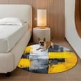 thumbnail image 2 of Abstract Color Block Round Rugs for Living Room 6ft Yellow Block Gradient Gray Modern Non Slip Circle Rug Washable Low-Profile Indoor Carpet for Bedroom, Dining Room, Bathroom, 2 of 9