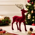 thumbnail image 6 of Christmas Reindeer Figurine,Burgundy Velvet Deer Statue with Glitter Antlers,Elegant Ornament for Table Centerpiece and Great Holiday Gifts, 6 of 9