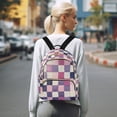 thumbnail image 7 of FORMRS Mini Backpack Purse for Women Travel Daypack Casual Shoulder Bag, Pink and Purple Plaid Pattern, 7 of 7