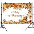 thumbnail image 5 of 7x5FT Tea Party Baby Shower Backdrop A Baby is Brewing Autumn Sunflower Maple Photography Background Newborn Baby Shower Party Decoration Supplies Cake Table Banner Photo Booth Studio Props, 5 of 6