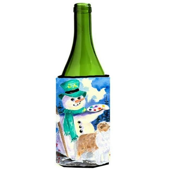 Snowman With Australian Shepherd Wine bottle sleeve Hugger