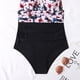 thumbnail image 4 of Traje de baño de una pieza para mujer Halter Plunge V cuello sin espalda estampado floral fruncido traje de baño para natación de verano flor rosa S, 4 of 6