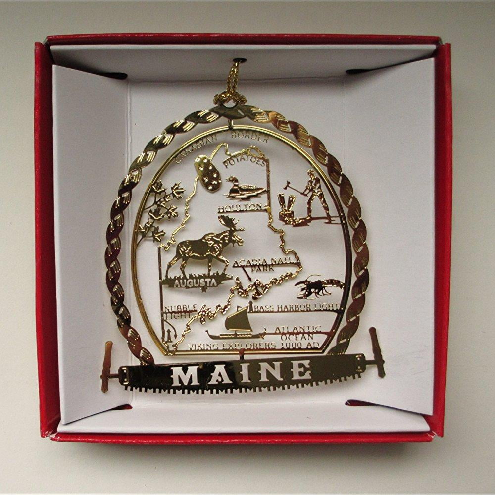 maine state brass christmas ornament souvenir gift