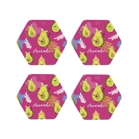 

Tideii Pink Green Avocado for Leather Coasters 4 Pieces Anti-fouling and Anti-scalding Decorative Coasters Suitable for Restaurants Kitchens Coffee Shops-Hexagon