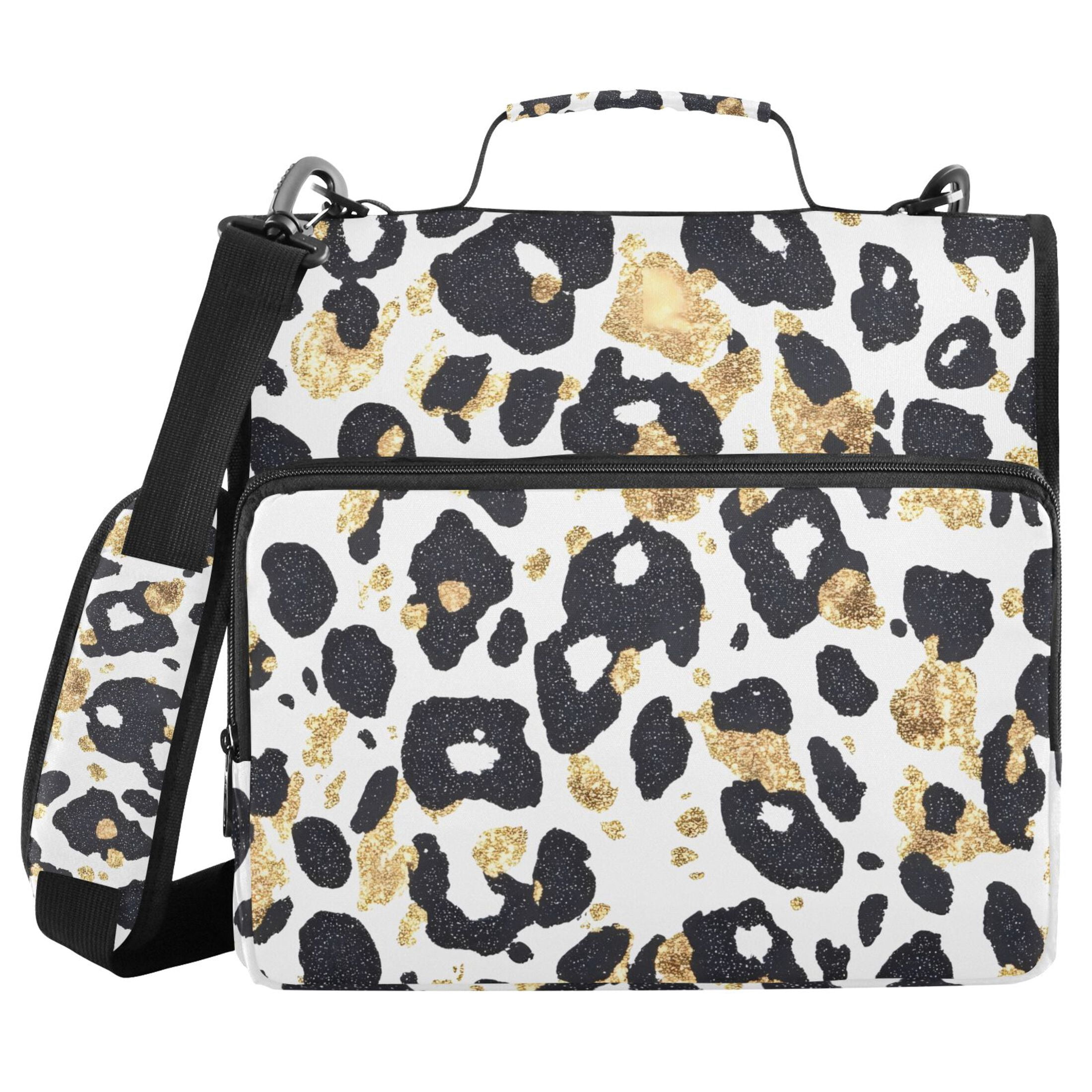 ALAZA Zipper Binder Leopard Golden-h1 3 Ring Trapper Keeper File Folder Organizer Bag