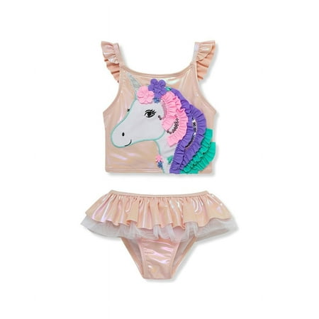 Flapdoodles girls Unicorn 2pc Swimsuit, 4