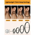 thumbnail image 4 of Bestyle 40mm Hoop Earrings for Women Black Chunky Thick Earrings Stainless Steel Circle Earrings Jewelry Gifts with Delicate Box, 4 of 9