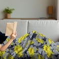 thumbnail image 3 of Floral Soft Flannel Fleece Throw Blanket, Daffodil Petals in Contrast Tones Flourishing Floret Nostalgic Eastern Print, Cozy Plush for Indoor and Outdoor Use, 70" x 90", Yellow and Grey, by Ambesonne, 3 of 5
