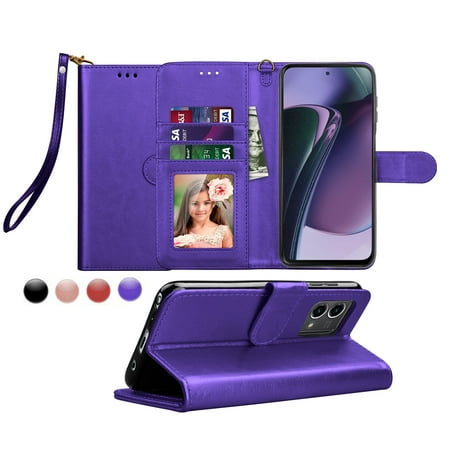 For Moto G Stylus 5G 2023 Case, Leather Wallet Case for Motorola G Stylus 5G 2023, Tekcoo PU Leather Folio Flip Cover Magnetic Closure TPU Shockproof Protective Case Kickstand Strap -Purple