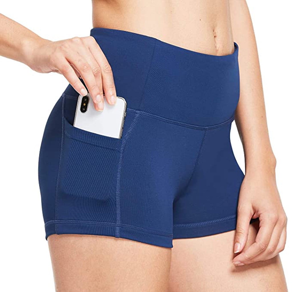 Yoyorule Summer Clothes&Pants Women High Waist Yoga Pants Side Cell Phone Pockets Sports Shorts Leggings Pants