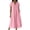 Pink, variant on Laqbezok Women's Casual V-Neck Long Dress, Short Sleeve Solid Color Loose A-Line Gown, Soft Breathable Summer Dress with Side Pockets