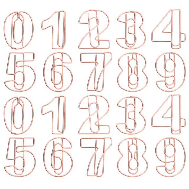 30 clips pequeños para papel, adornos para documentos, clips para papel, clips con números únicos, clips de oficina
