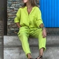 thumbnail image 6 of Clearance!Brilliant Two Piece Summer Outfits Women Women's Solid Color Round Neck Short Sleeve Tops and Pants Sets with Pockets Green M, 6 of 9