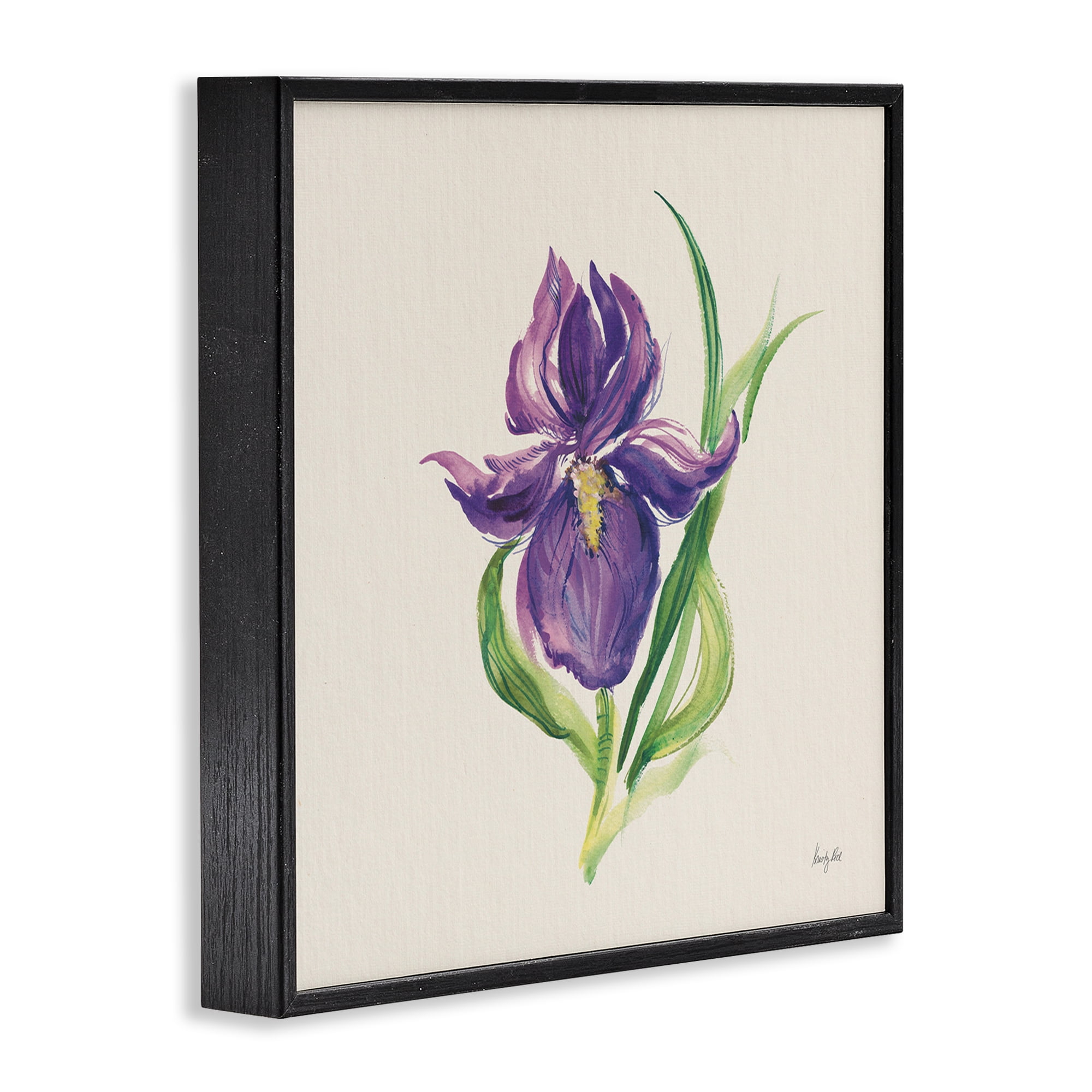 Stupell Industries Easter Iris Bloom Botanical & Floral Painting Black Framed Art Print Wall Art, 24 x 24
