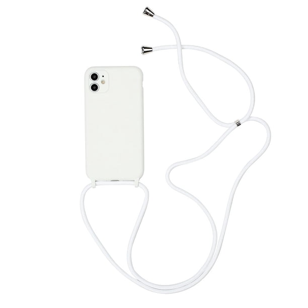 Fundas originales de silicona líquida para iPhone 14 13 12 11 Pro XS Max X XR SE2 8 7 Plus, funda suave de caramelo + correa para el cuello con cordón cruzado Tan Jianjun unisex