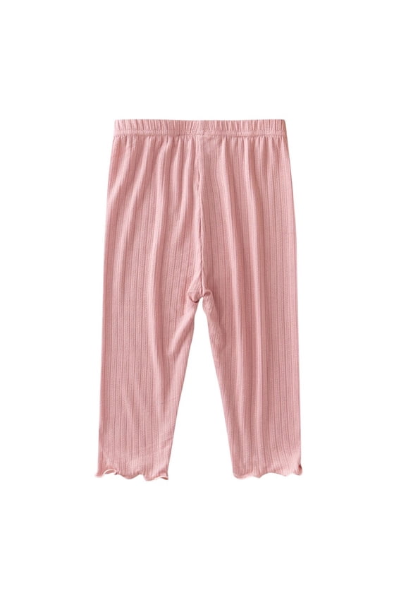 Girls Capri Leggings Kids Solid Color Elastic Mesh Breathable Pants Summer Trendy Clothes