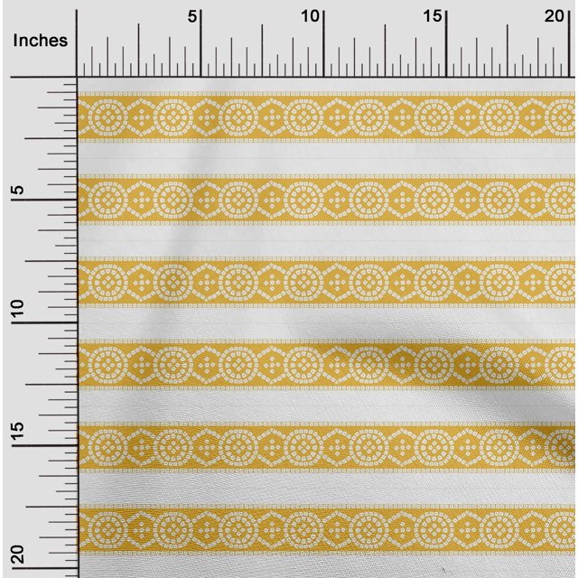 oneOone Cotton Silk Yellow Fabric Ethnic Bandhani Fabric For Sewing Printed Craft Fabric By The Yard 42 Inch Wide