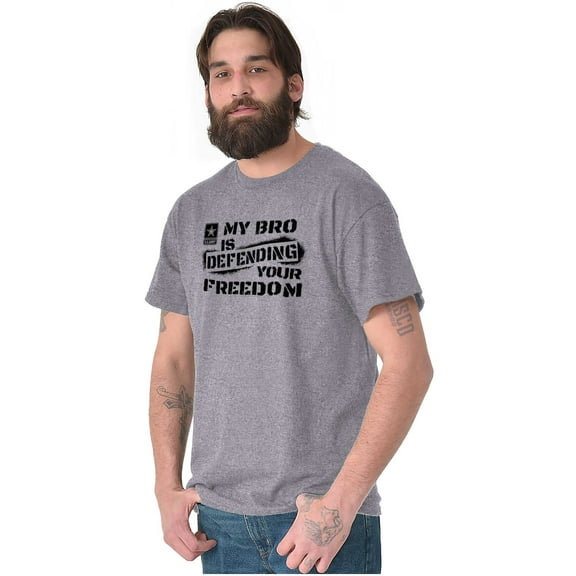 US Army Logo My Bro Defending Freedom Men's Graphic T Shirt Tees Brisco Brands S