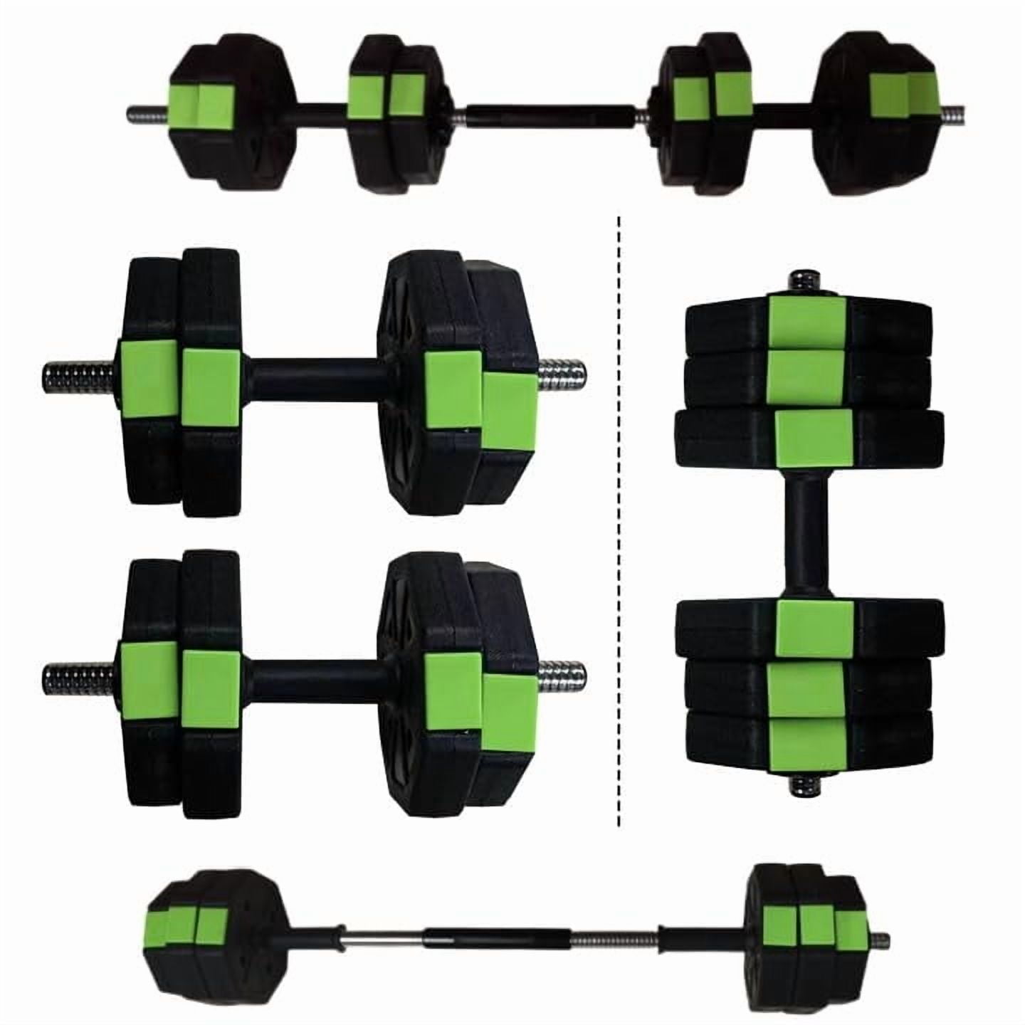 Adjustable Dumbbell Set 30Lbs, 4-in-1 Multifunctional Free Weights w/Connector - Barbell, Kettlebell, Home Gym Space Saver