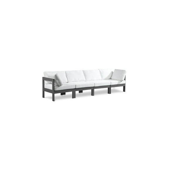 Meridian Furniture Nizuc White Water Resistant Fabric Outdoor Patio Modular Sofa