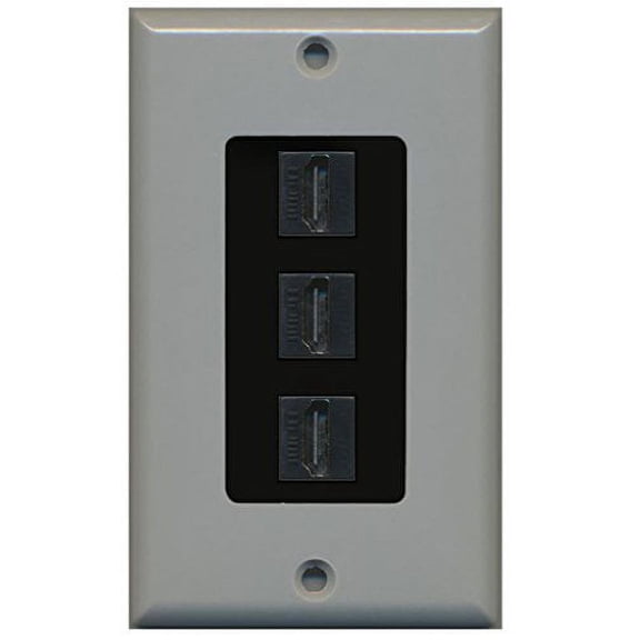 RiteAV - 3 Port HDMI Decorative Wall Plate - Gray/Black