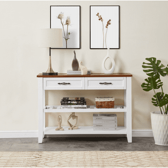 Dahlia Carved Front Door Chest in Weathered White - Walmart.com