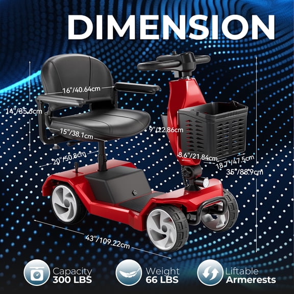 Edcsi Foldable Travel Motorized Scooter & Powered Electric Wheelchair - 4 Wheel Lightweight Mobility Scooter with Seat for Adults/Seniors