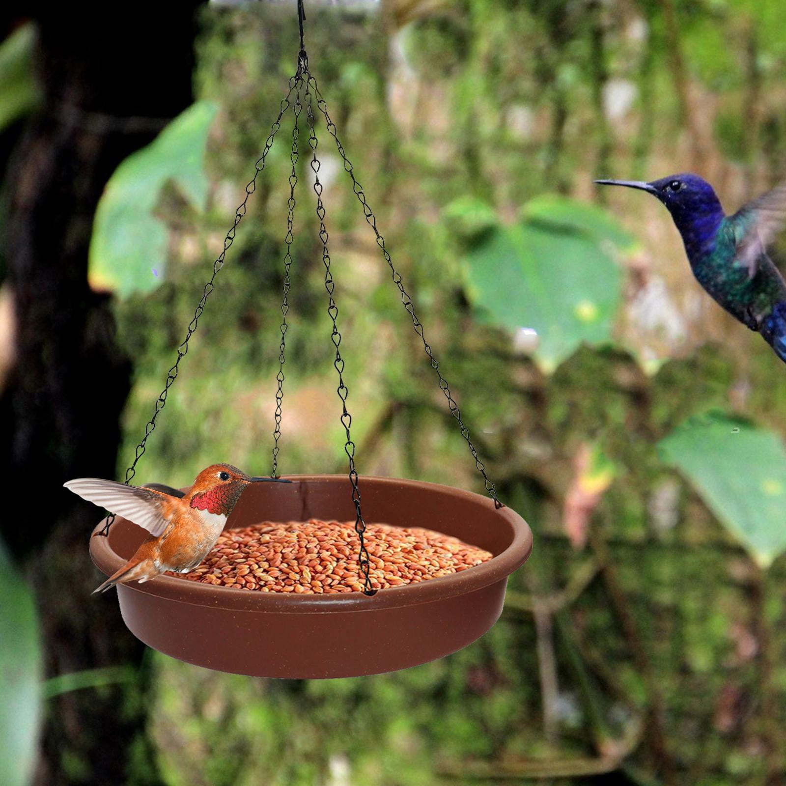 Bird Feeder Tray, 2 in 1 Ground & Hanging Water Bowl Bird Waterer with Metal Hooks,Durable Seed Holder, Outdoor Garden Decoration for Attracting Birds