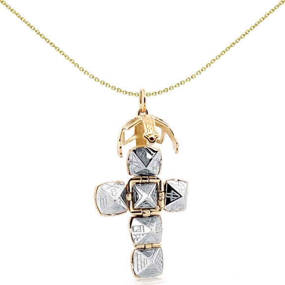 9ct Gold Silver Jewelco London Medium Globe Cross Masonic 13mm Orb Ball Pendant