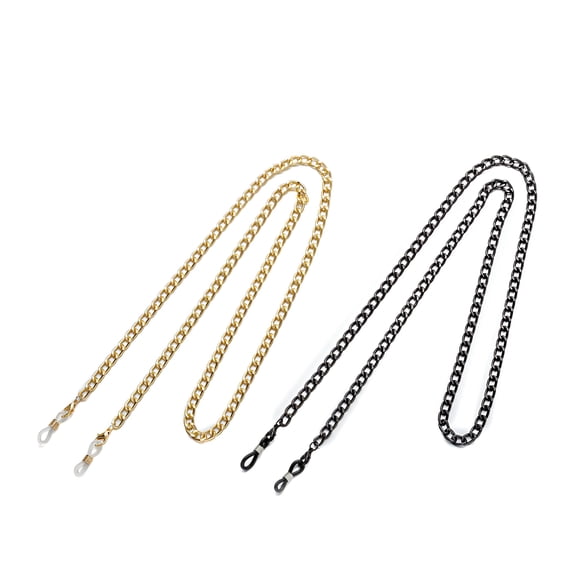 DESIGNICE Metal Eyeglass Chains for Men Women, 2 Pcs Reading Glasses Chain, Glasses Holder, Gold/Black