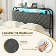 thumbnail image 6 of Costway Full Size Bed Frame with LED Lights & Charging Station Storage Headboard Black, 6 of 10