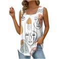 thumbnail image 2 of Puntoco Camisetas ajustadas para mujer Camiseta holgada cómoda con estampado de moda para mujer Top sin mangas, 2 of 5