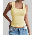 thumbnail image 5 of Summer Womens Tank Tops Square Neck Fitted Sleeveless Shirts for Women Ribbed Basic Top Yellow L, 5 of 8